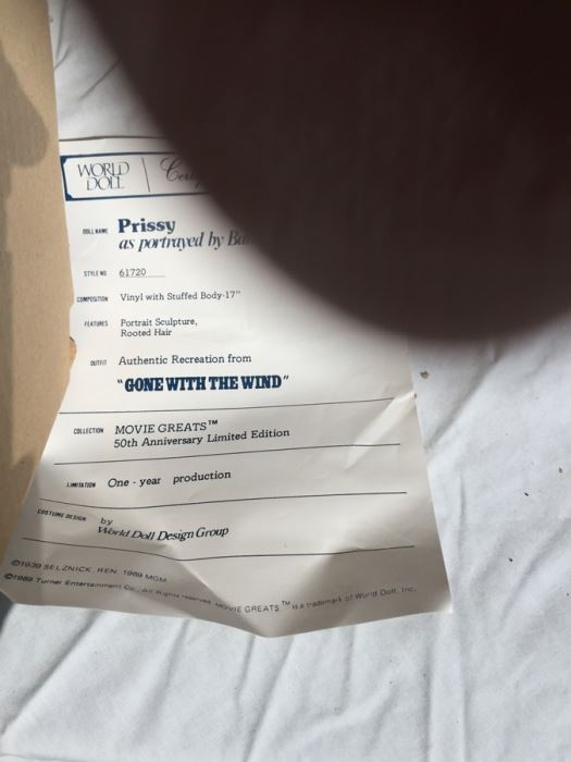 Gone With The Wind 50th Anniversay 17' Prissy Doll Limited Edition Collectible New In Box 1989 [Photo 10]