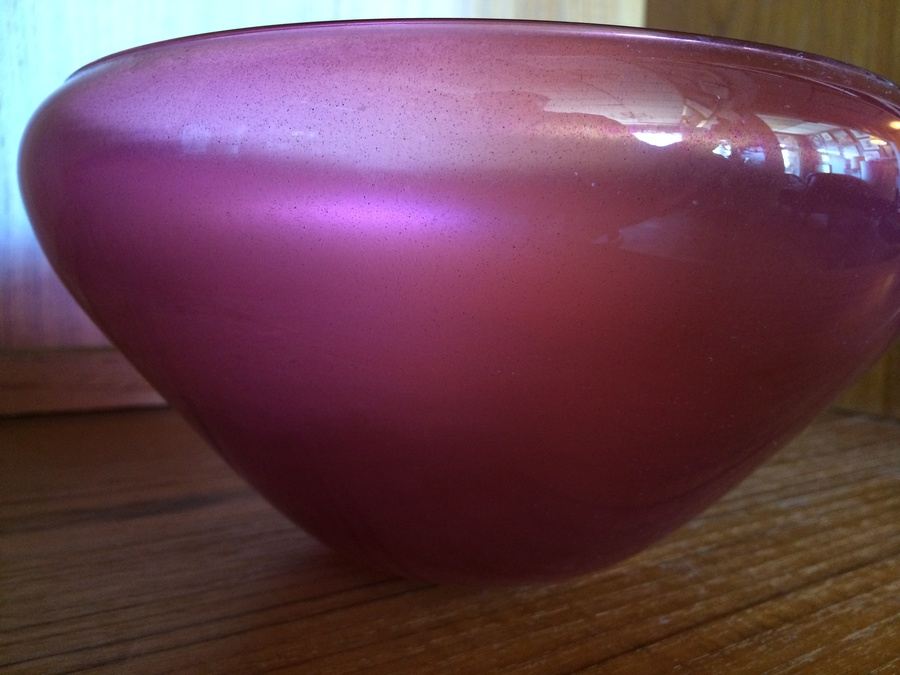 Josh Simpson Amethyst Iridescent Art Glass Signed Bowl [Photo 3]