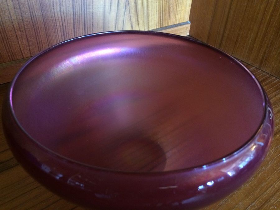 Josh Simpson Amethyst Iridescent Art Glass Signed Bowl [Photo 2]