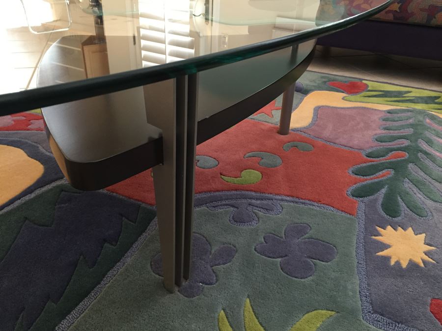 Modernist Glass Top Three-Tier Coffee Table With Metal Legs Purchased From Lawrance Furniture [Photo 4]