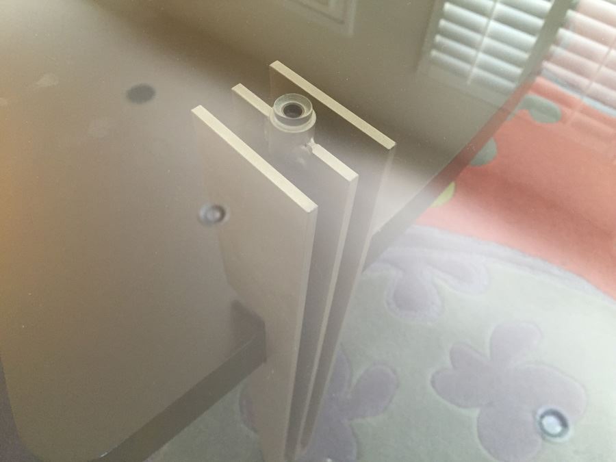 Modernist Glass Top Three-Tier Coffee Table With Metal Legs Purchased From Lawrance Furniture [Photo 5]