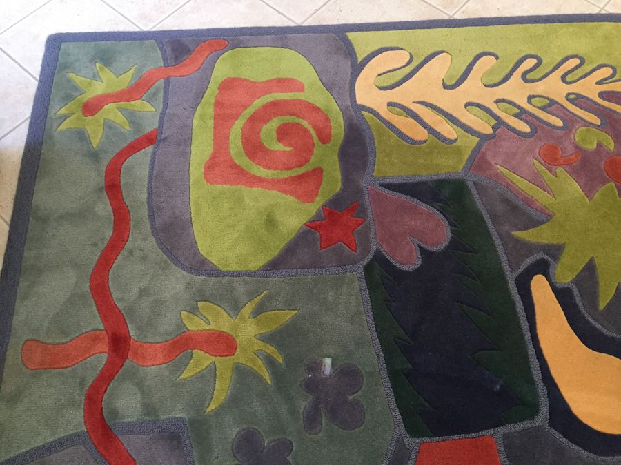 Dellarobbia Furniture Colorful Area Rug Matching Sectional Sofa 100% New Zealand Wool [Photo 7]