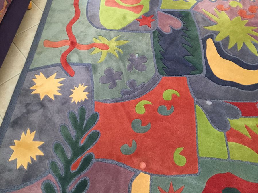 Dellarobbia Furniture Colorful Area Rug Matching Sectional Sofa 100% New Zealand Wool [Photo 6]