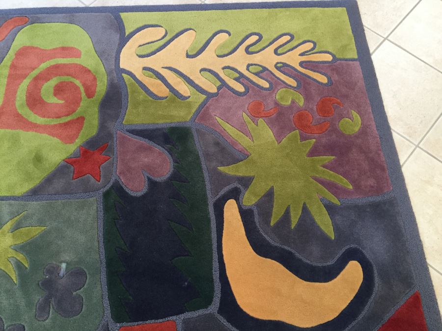 Dellarobbia Furniture Colorful Area Rug Matching Sectional Sofa 100% New Zealand Wool [Photo 8]