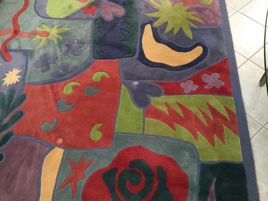 Dellarobbia Furniture Colorful Area Rug Matching Sectional Sofa 100% New Zealand Wool [Photo 5]