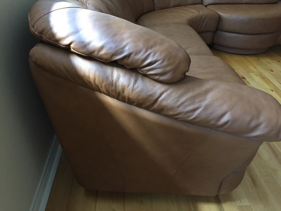 German Leather Schillig? Sectional Sofa One Side Pivots To Extend Out