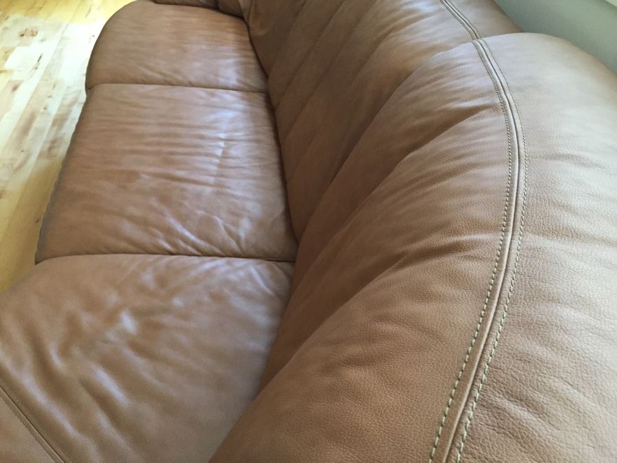 German Leather Schillig? Sectional Sofa One Side Pivots To Extend Out