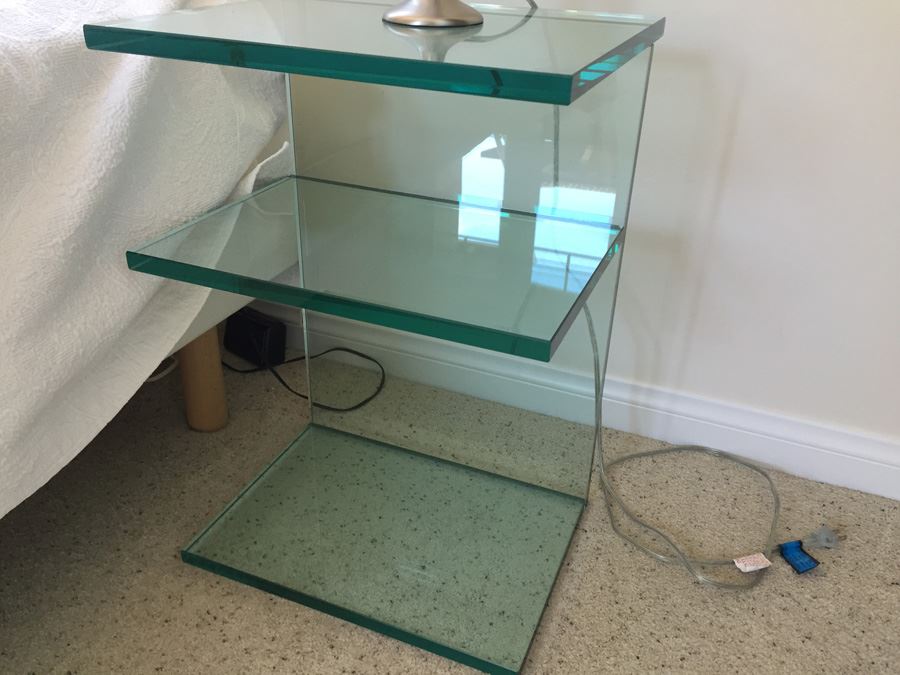 Pair Of Contemporary Modernist Glass Nightstands [Photo 6]