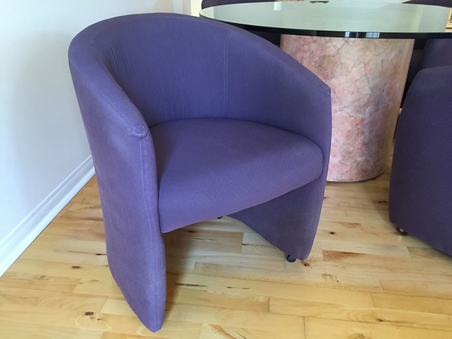 Designer Table And Four Purple Chairs With Pounded And Formed Mulberry Bark Pedestal By San Francisco Furniture Designer [Photo 12]