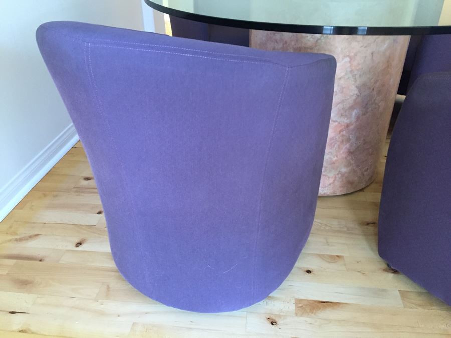Designer Table And Four Purple Chairs With Pounded And Formed Mulberry Bark Pedestal By San Francisco Furniture Designer [Photo 10]