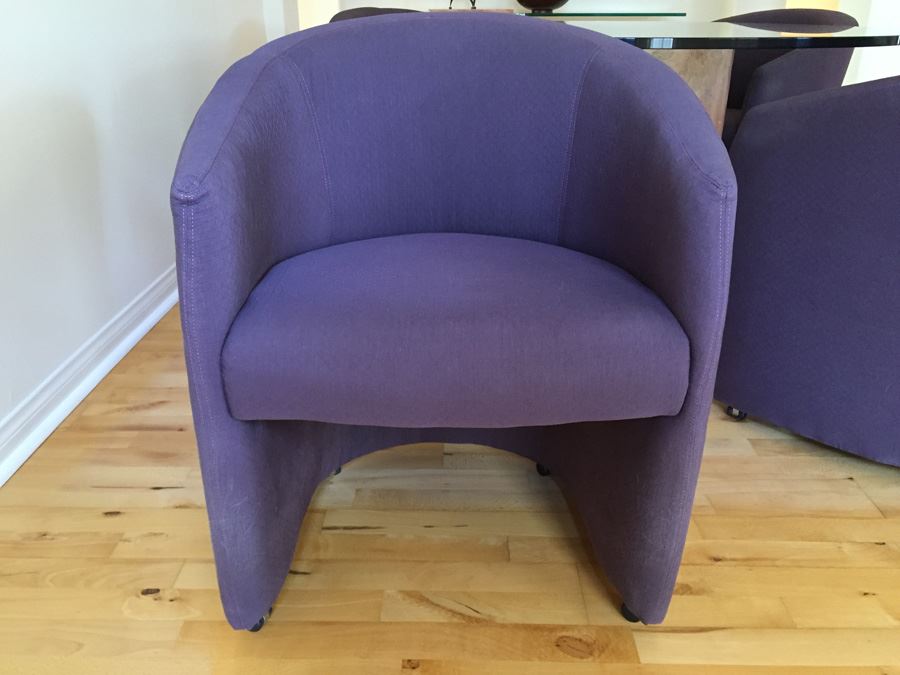 Designer Table And Four Purple Chairs With Pounded And Formed Mulberry Bark Pedestal By San Francisco Furniture Designer [Photo 3]