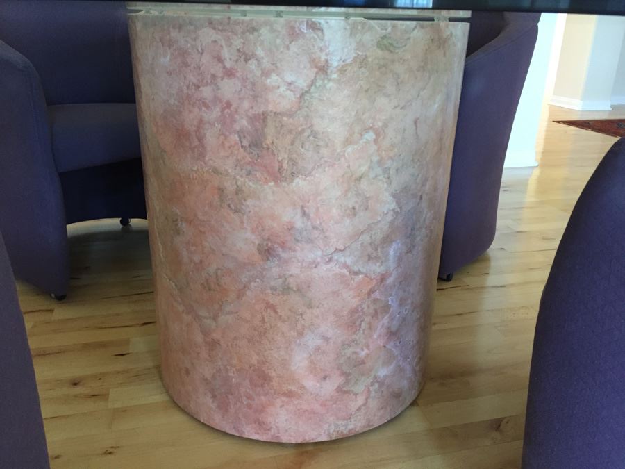 Designer Table And Four Purple Chairs With Pounded And Formed Mulberry Bark Pedestal By San Francisco Furniture Designer [Photo 18]