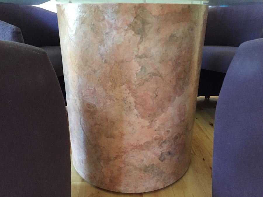 Designer Table And Four Purple Chairs With Pounded And Formed Mulberry Bark Pedestal By San Francisco Furniture Designer [Photo 2]