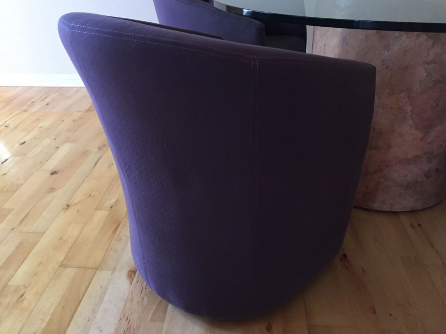 Designer Table And Four Purple Chairs With Pounded And Formed Mulberry Bark Pedestal By San Francisco Furniture Designer [Photo 6]