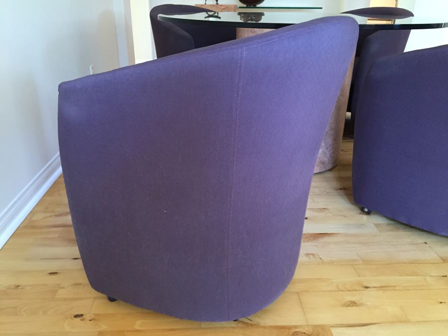 Designer Table And Four Purple Chairs With Pounded And Formed Mulberry Bark Pedestal By San Francisco Furniture Designer [Photo 16]
