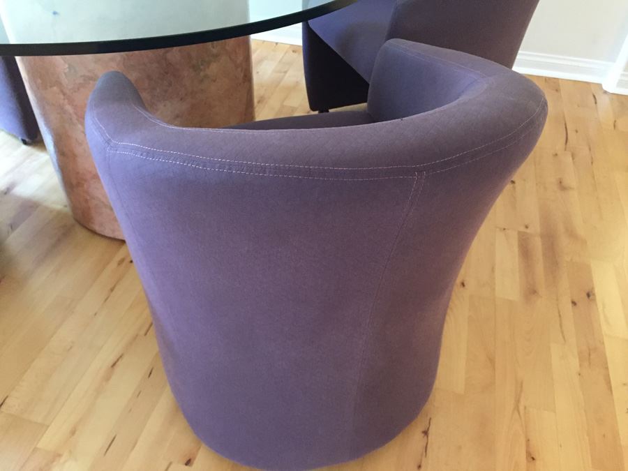 Designer Table And Four Purple Chairs With Pounded And Formed Mulberry Bark Pedestal By San Francisco Furniture Designer [Photo 9]
