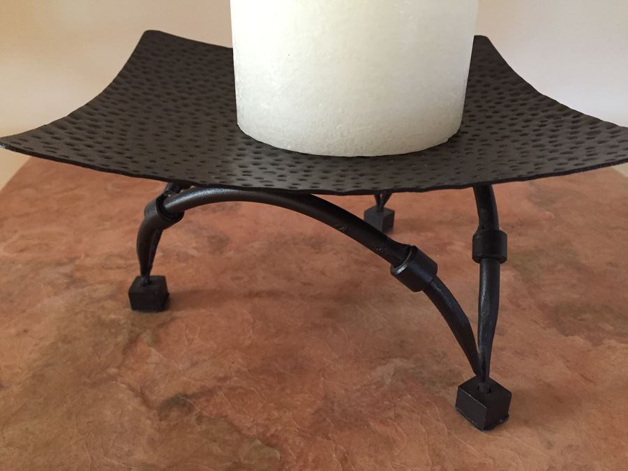 Metal Candle Stand With Candle [Photo 2]