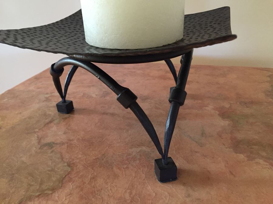 Metal Candle Stand With Candle [Photo 3]