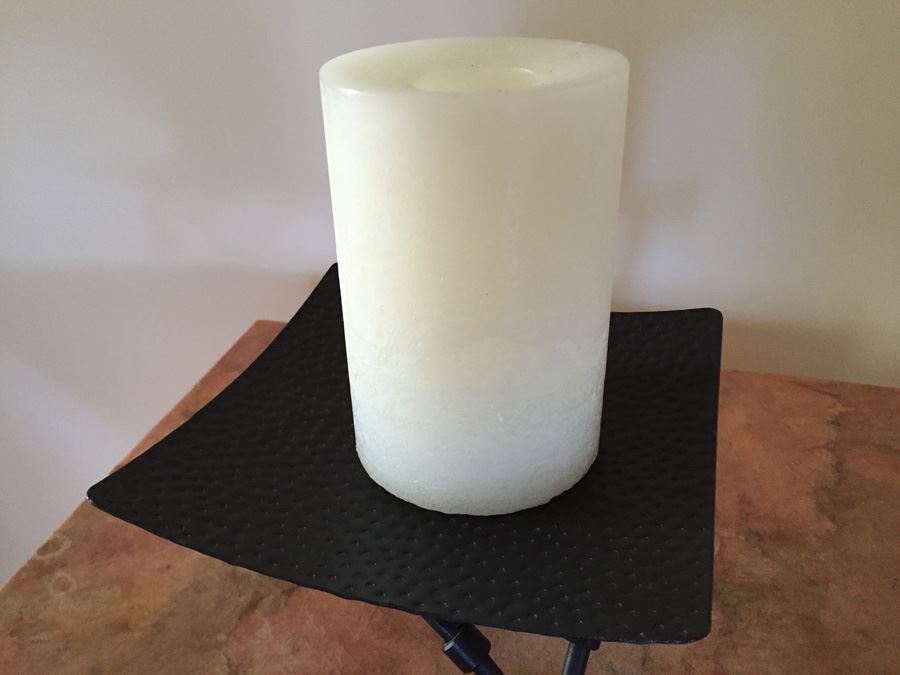 Metal Candle Stand With Candle [Photo 4]