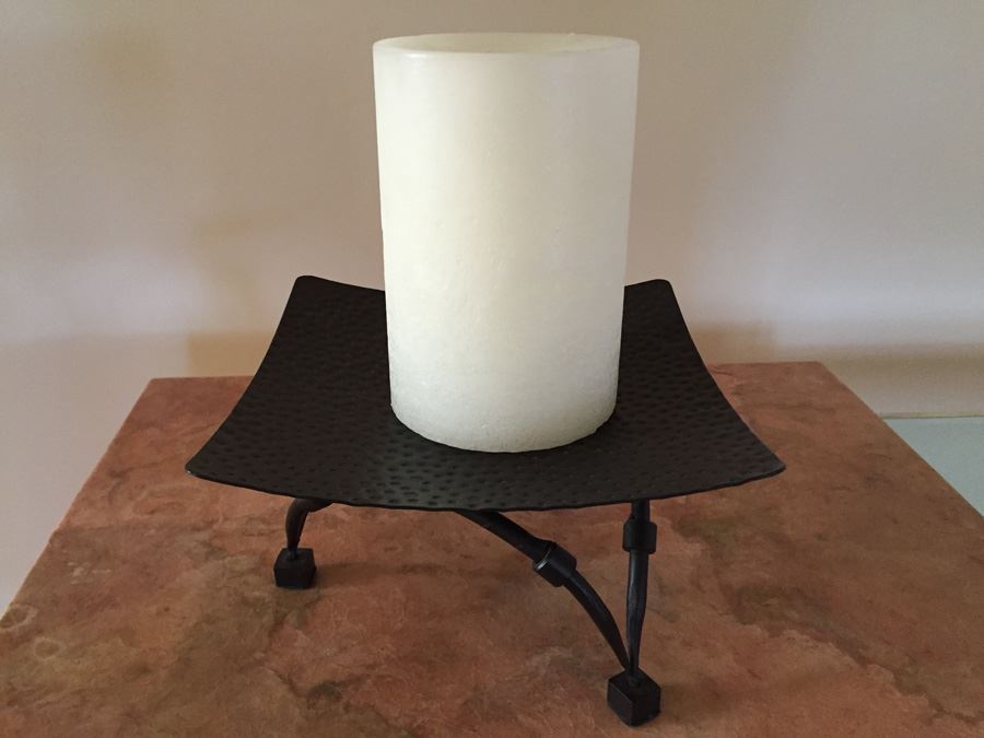 Metal Candle Stand With Candle