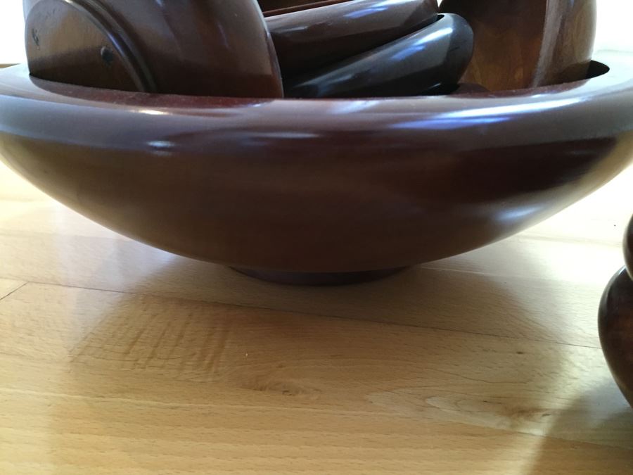 Beautiful Vintage Monkey Pod Salad Bowl Set [Photo 2]