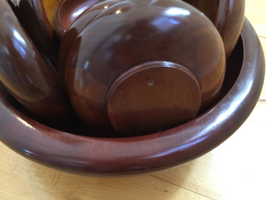 Beautiful Vintage Monkey Pod Salad Bowl Set [Photo 4]