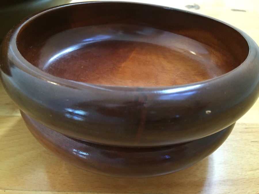 Beautiful Vintage Monkey Pod Salad Bowl Set [Photo 8]
