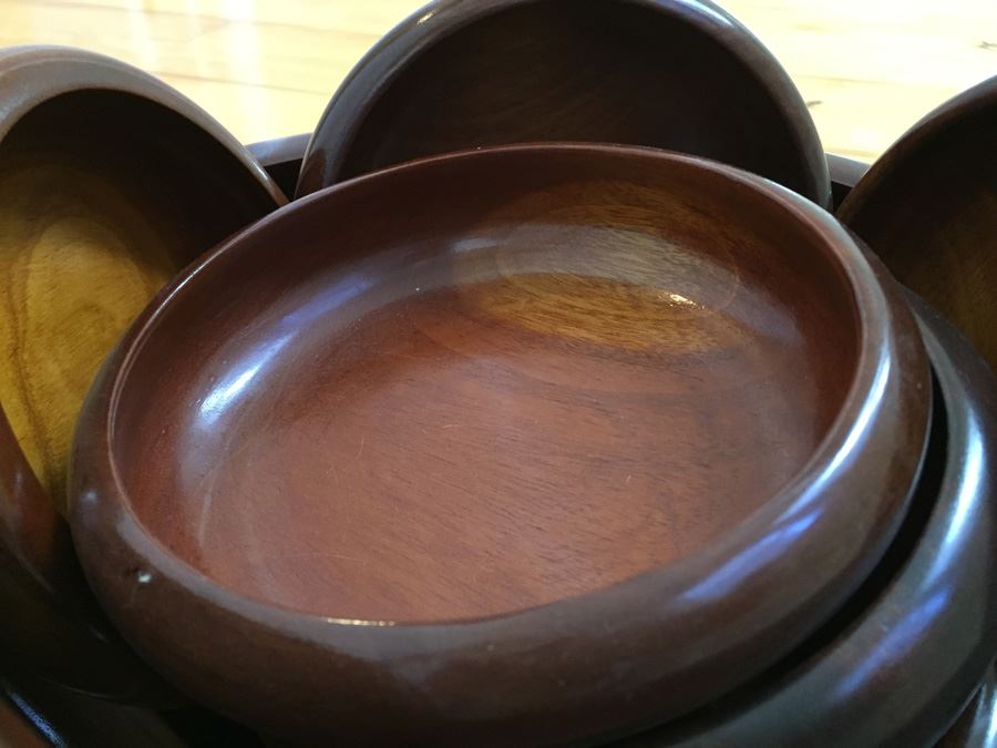 Beautiful Vintage Monkey Pod Salad Bowl Set [Photo 10]