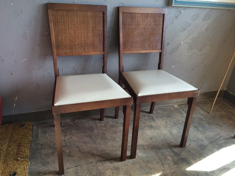 Mid-Century Folding Chairs with Cane Back [Photo 1]