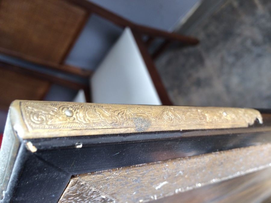 Hand Painted and Signed 4-Panel Vintage Oriental Gold Leaf Tree Blossom Screen [Photo 8]