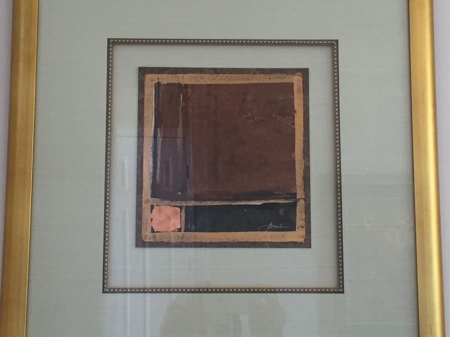 Framed Pair Of Geometric Signed Artwork [Photo 2]