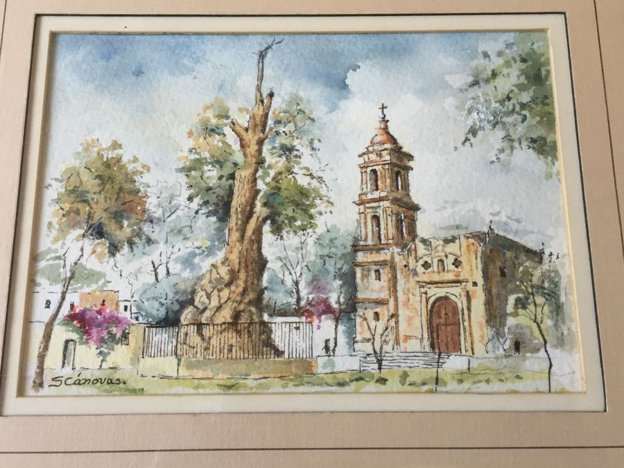 Framed Original Watercolor Signed S. Canovas [Photo 6]