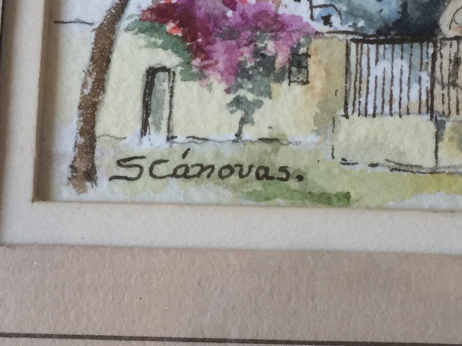 Framed Original Watercolor Signed S. Canovas [Photo 3]