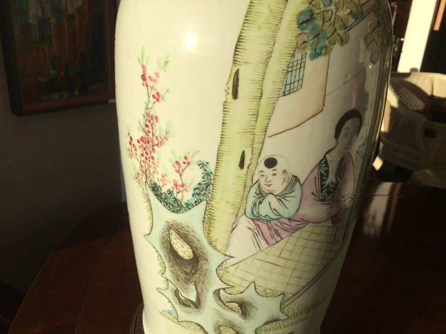 Large Asian Hand Painted Lamps - Almost 4' Tall! [Photo 3]