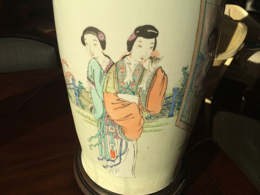 Large Asian Hand Painted Lamps - Almost 4' Tall! [Photo 11]