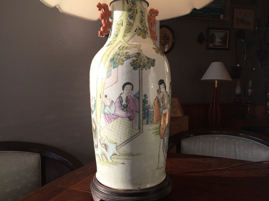 Large Asian Hand Painted Lamps - Almost 4' Tall! [Photo 2]