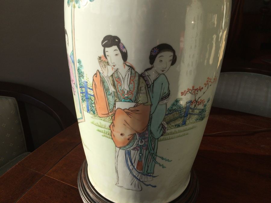 Large Asian Hand Painted Lamps - Almost 4' Tall! [Photo 5]