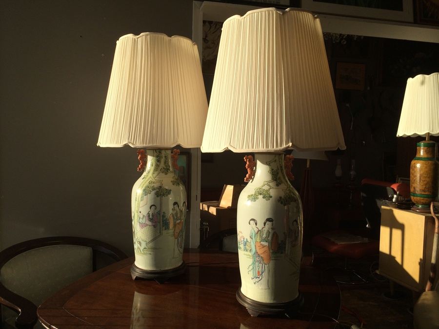 Large Asian Hand Painted Lamps - Almost 4' Tall! [Photo 1]