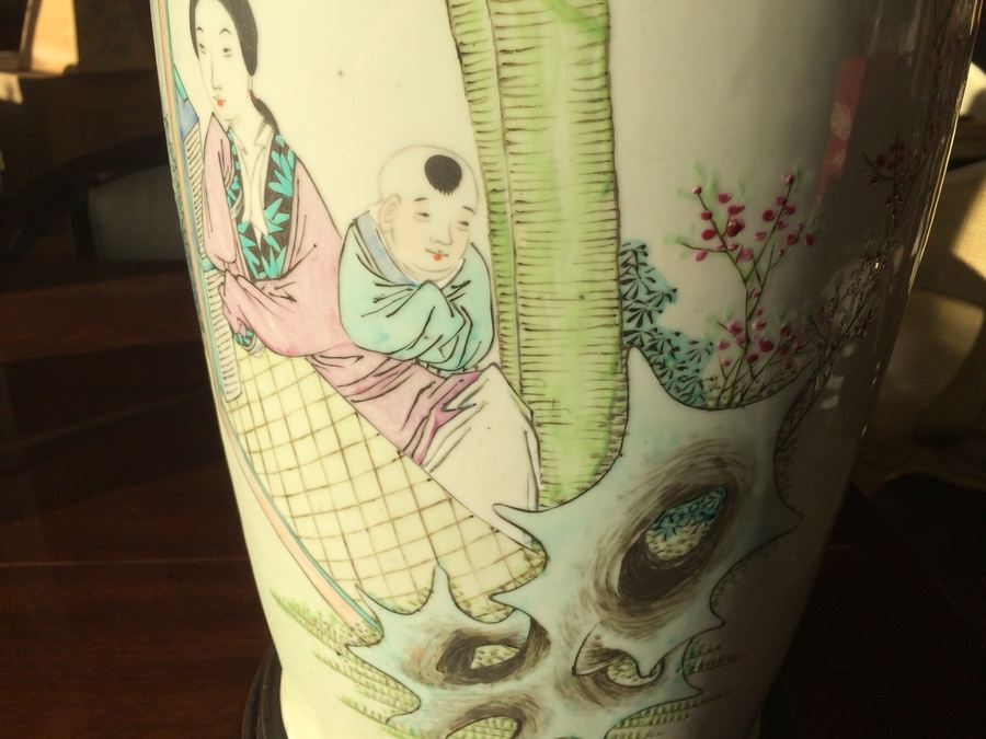 Large Asian Hand Painted Lamps - Almost 4' Tall!