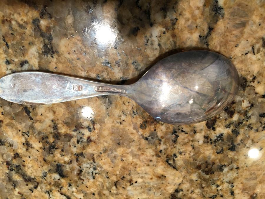 Ornate Silver Plate Birth Spoon [Photo 2]