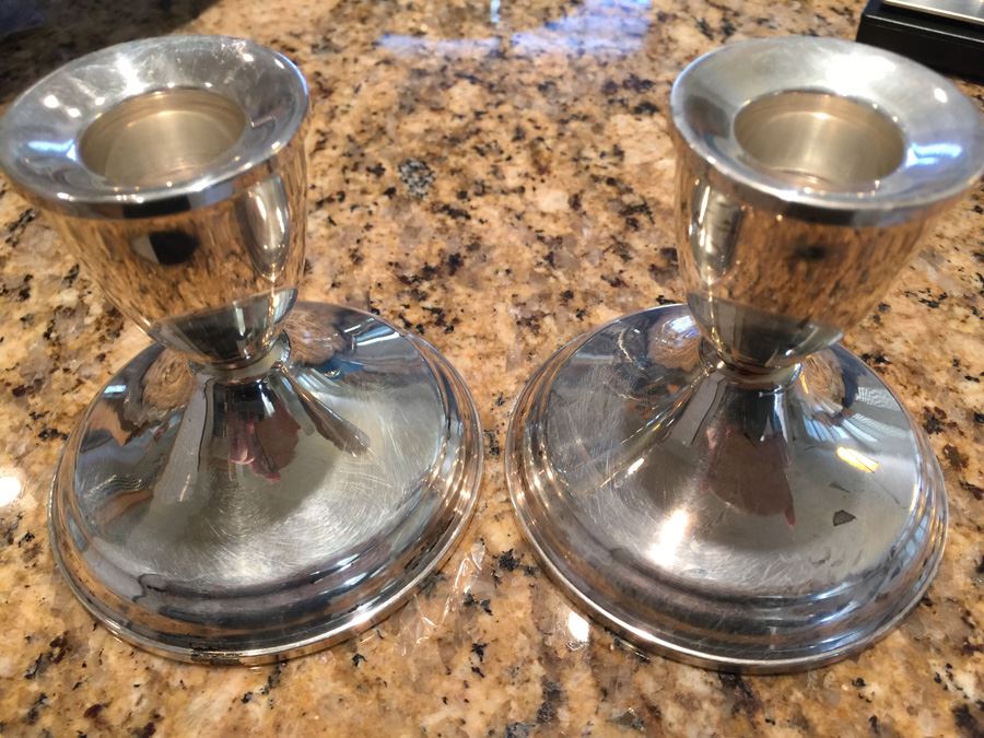Pair Of Weighted Sterling Silver Candle Holders [Photo 1]