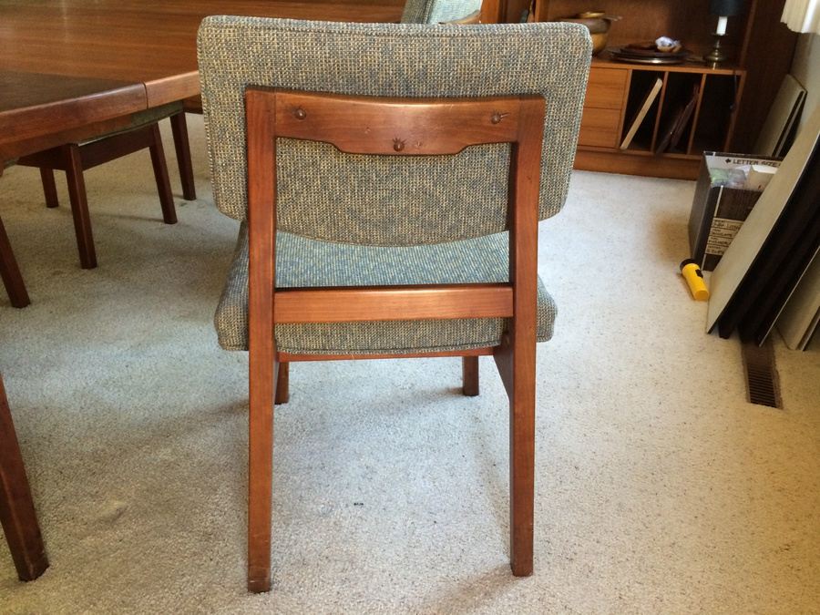 Jens Risom Walnut Dining Table with 6 Chairs and 3 Leaves [Photo 13]