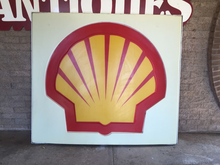 Large Shell Gas Station Sign Aluminum Frame With Plastic Sign [Photo 1]
