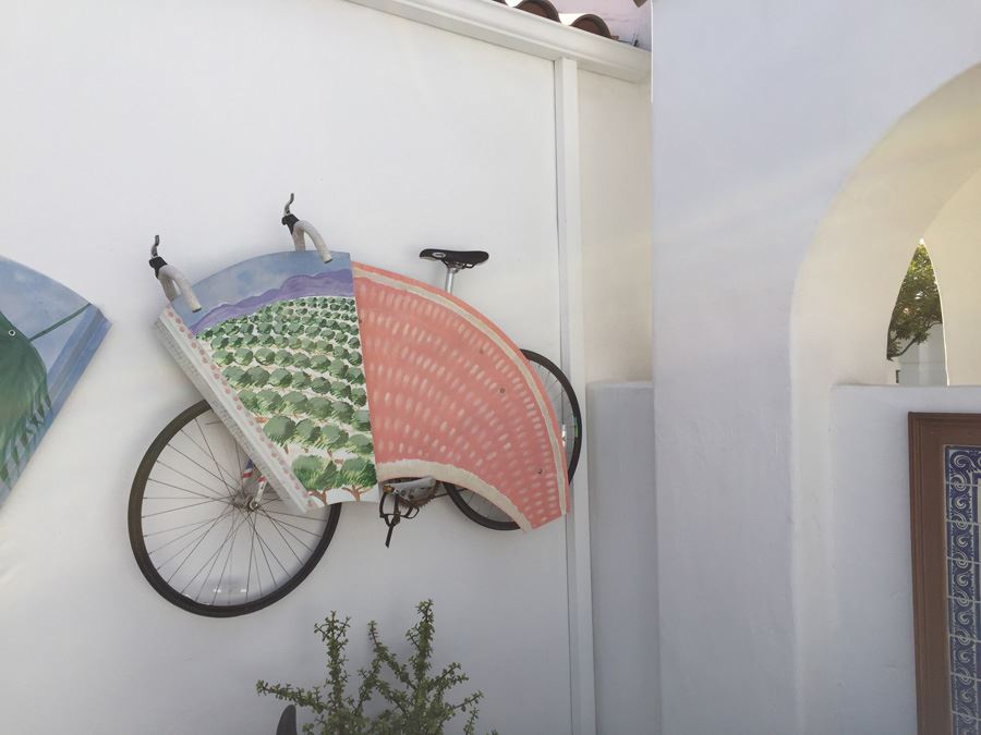 Signed Helen L. Bell Painted Metal Sculpture Featuring Bike [Photo 6]