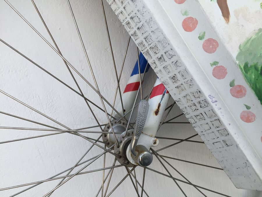 Signed Helen L. Bell Painted Metal Sculpture Featuring Bike [Photo 3]