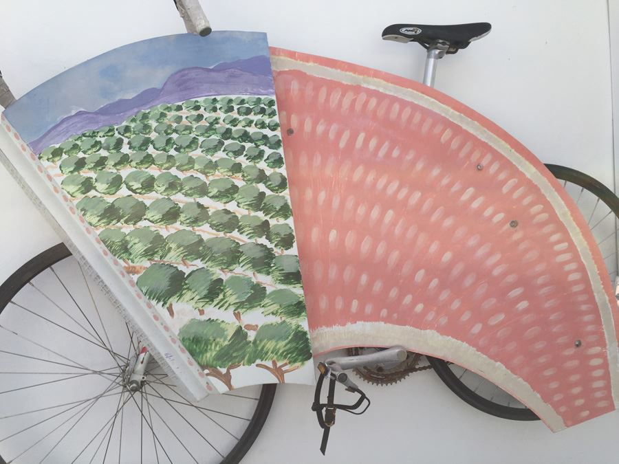 Signed Helen L. Bell Painted Metal Sculpture Featuring Bike [Photo 2]