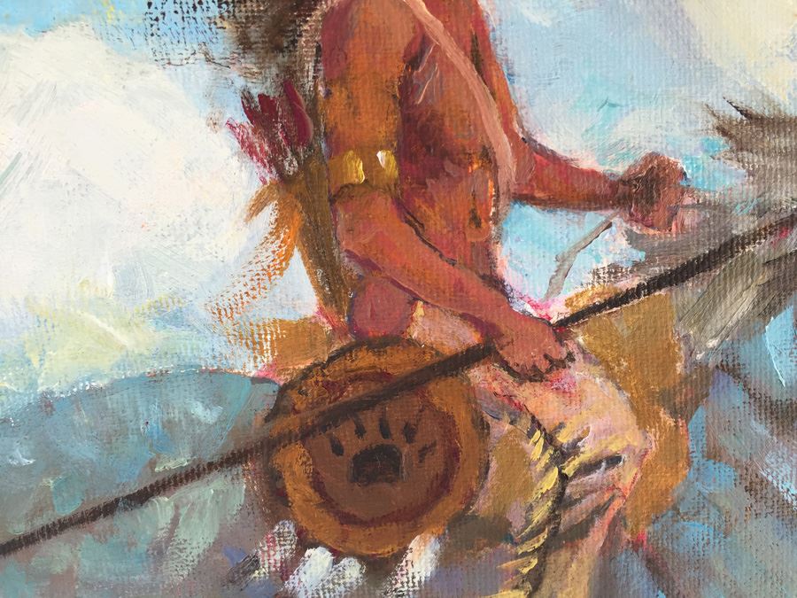 Signed Original Oil Painting Titled 'The Hunters' By Harold Hopkinson (American, 1918 - 2000) [Photo 10]