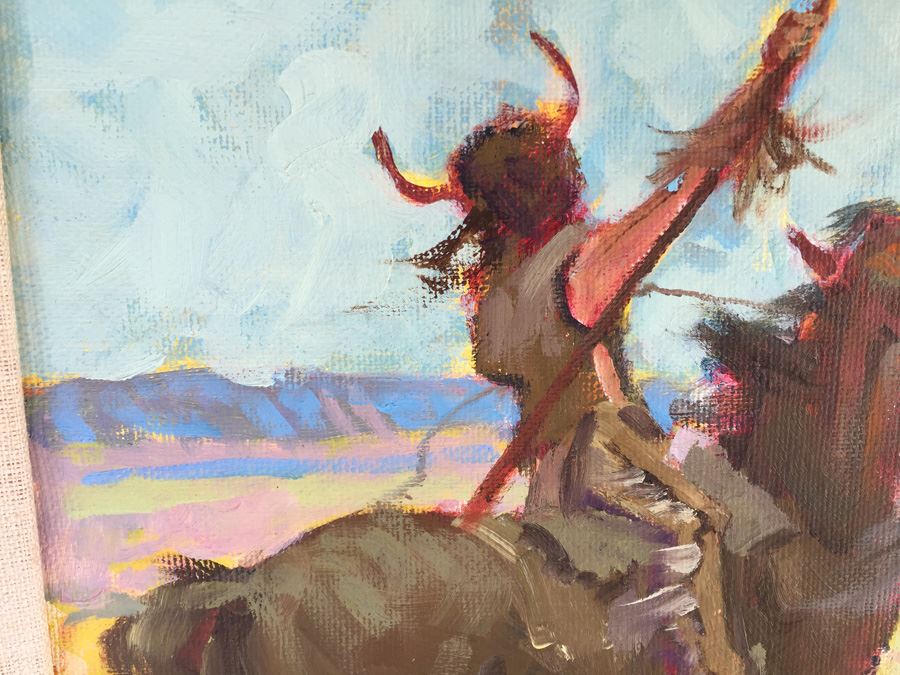 Signed Original Oil Painting Titled 'The Hunters' By Harold Hopkinson (American, 1918 - 2000) [Photo 9]