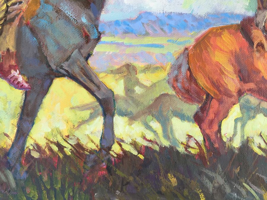 Signed Original Oil Painting Titled 'The Hunters' By Harold Hopkinson (American, 1918 - 2000) [Photo 11]