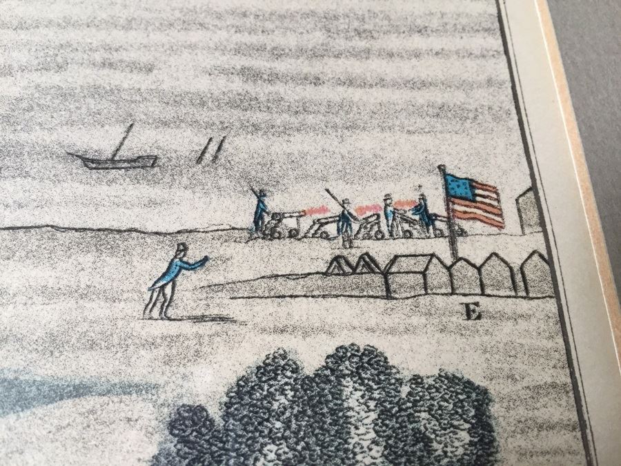 A View Of The Bombardment Of Fort McHenry Near Baltimore Lithographed By A. Hoen & Co From Original Engraving, c.1817 J. Bower [Photo 5]